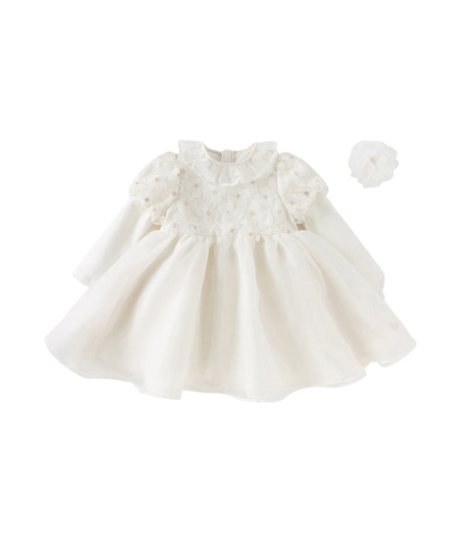 Toddler Girls Beige Organza Mesh Princess Wide-skirted Dress