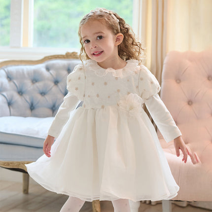 Toddler Girls Beige Organza Mesh Princess Wide-skirted Dress