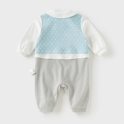 Newborn Boys Light Blue Indoor Cozy Baby One-Pieces Romper