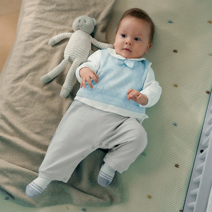 Newborn Boys Light Blue Indoor Cozy Baby One-Pieces Romper