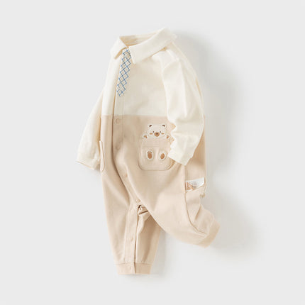 Baby Boys Cotton Light Khaki Indoor Romper