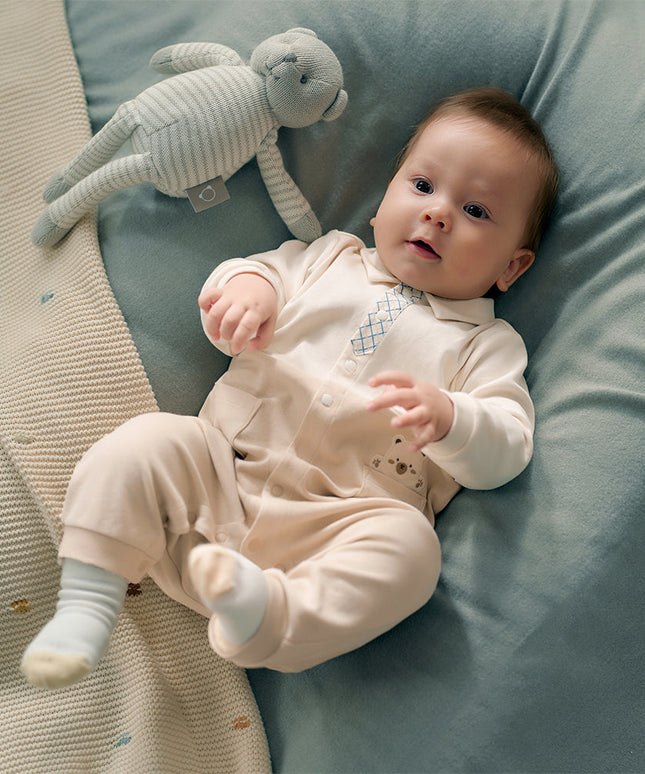 Baby Boys Cotton Light Khaki Indoor Romper