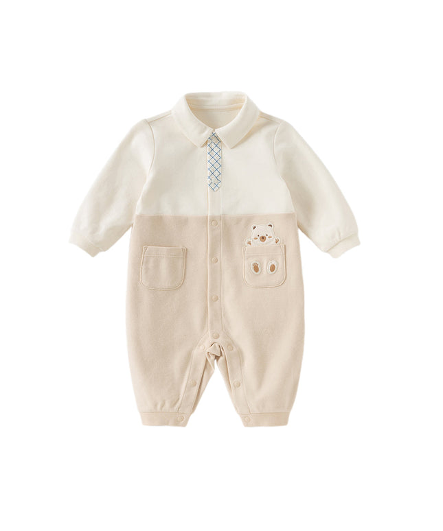 Baby Boys Cotton Light Khaki Indoor Romper
