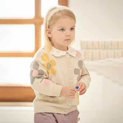 Kids Girls Apricot Floral Cardigans