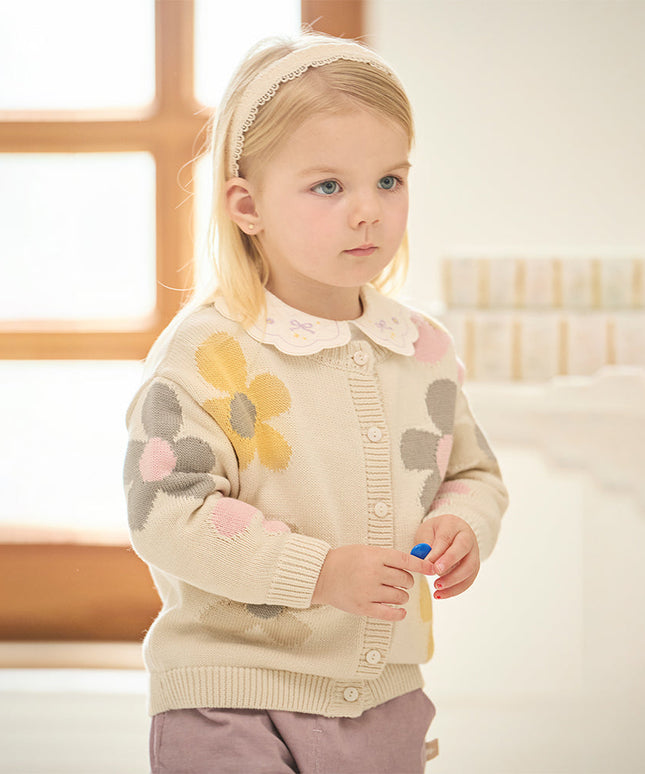 Kids Girls Apricot Floral Cardigans