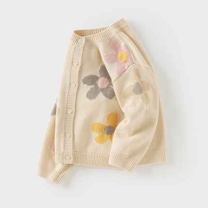 Kids Girls Apricot Floral Cardigans