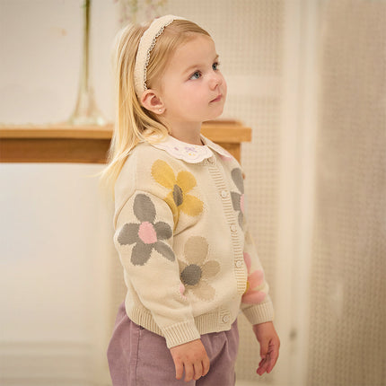 Kids Girls Apricot Floral Cardigans