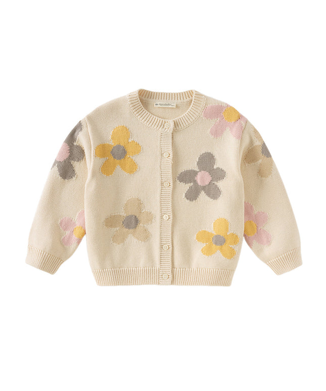 Kids Girls Apricot Floral Cardigans