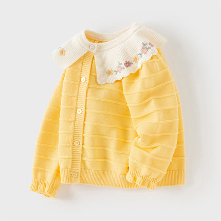 Toddler Girls Vivid Yellow Cotton Cardigans