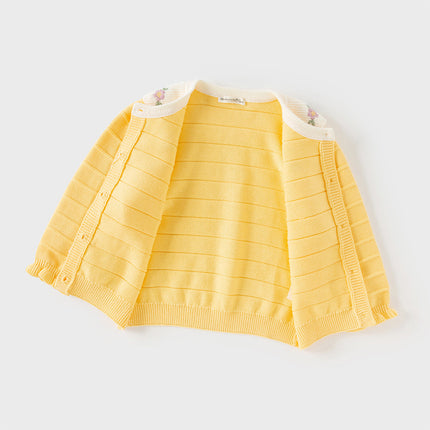 Toddler Girls Vivid Yellow Cotton Cardigans
