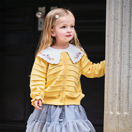 Toddler Girls Vivid Yellow Cotton Cardigans