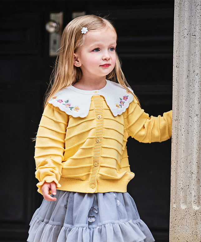 Toddler Girls Vivid Yellow Cotton Cardigans
