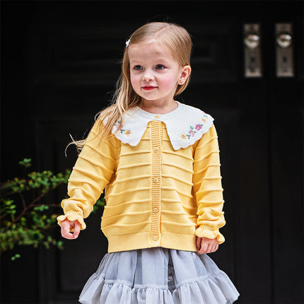Toddler Girls Vivid Yellow Cotton Cardigans