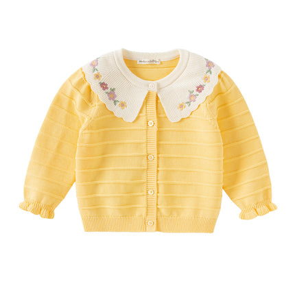 Toddler Girls Vivid Yellow Cotton Cardigans