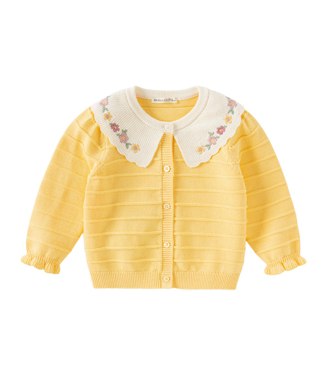 Toddler Girls Vivid Yellow Cotton Cardigans