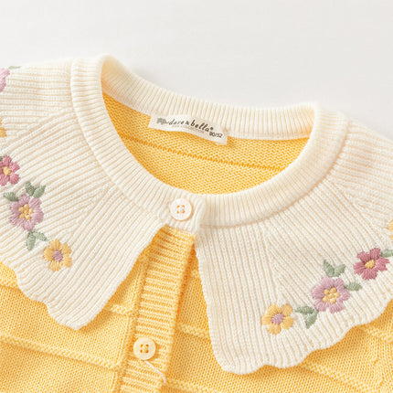 Toddler Girls Vivid Yellow Cotton Cardigans
