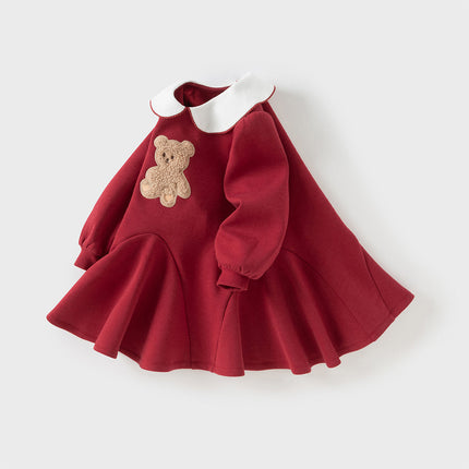 Toddler Girls Red Cute Bear A-line Princess Dress