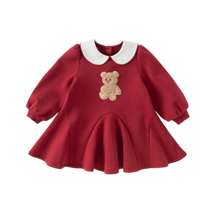 Toddler Girls Red Cute Bear A-line Princess Dress