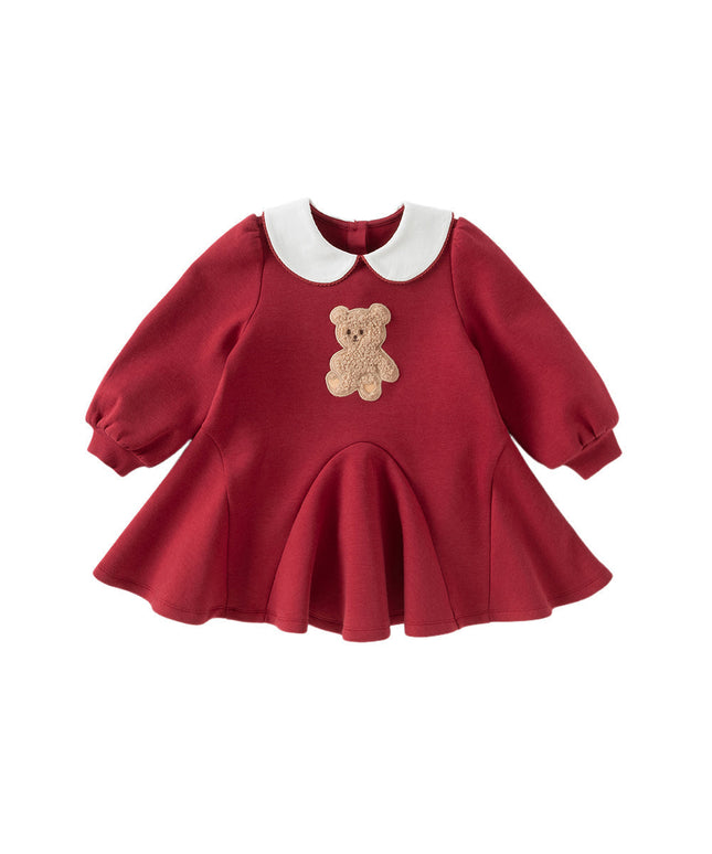 Toddler Girls Red Cute Bear A-line Princess Dress