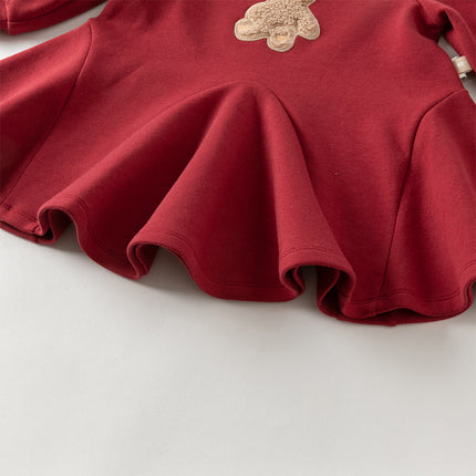 Toddler Girls Red Cute Bear A-line Princess Dress