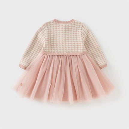 Toddler Girls Sweet Pink Classic Plaid Mesh Princess Dress