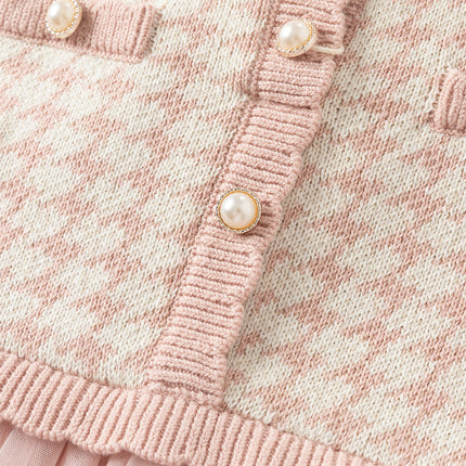 Toddler Girls Sweet Pink Classic Plaid Mesh Princess Dress