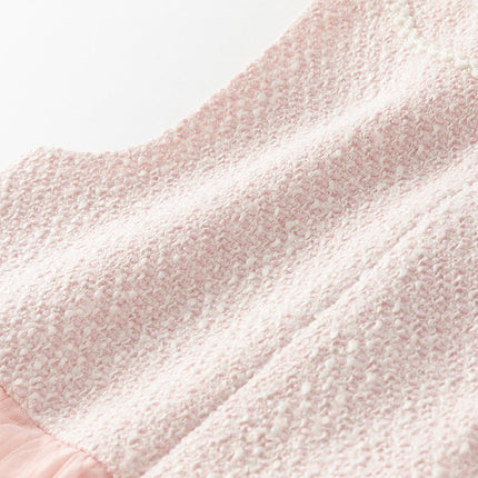 Kids Girls Elegant Pink Cardigan Pinafore Mesh Dress Two Pieces Set