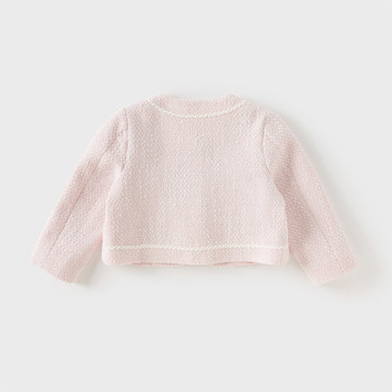 Kids Girls Elegant Pink Cardigan Pinafore Mesh Dress Two Pieces Set