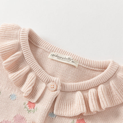 Toddler Girls Cotton Sweet Pink Floral Print Sweater Cardigans