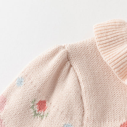 Toddler Girls Cotton Sweet Pink Floral Print Sweater Cardigans