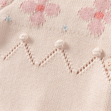 Toddler Girls Cotton Sweet Pink Floral Print Sweater Cardigans