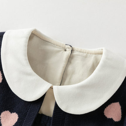 Toddler Girls Navy Blue Delicate Fake Two Piece Sweater Mesh Dress