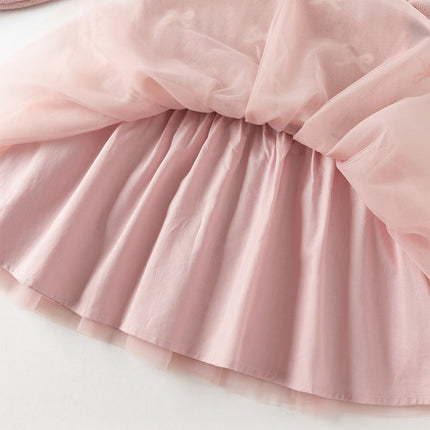 Toddler Girls Noble Pink Mesh Sweater A-line Princess Dress