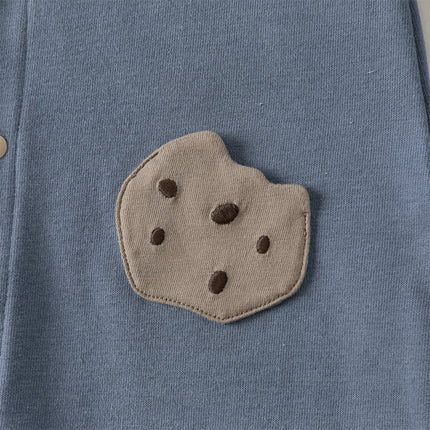 Baby Boys Grey Blue Cute Long-sleeved One-Piece Romper