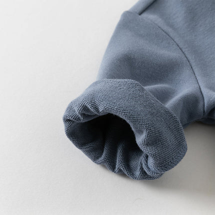 Baby Boys Grey Blue Cute Long-sleeved One-Piece Romper