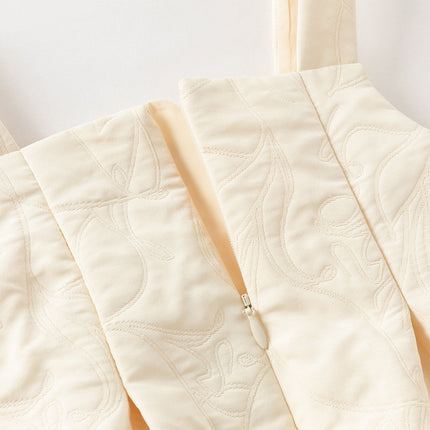 Toddler Girls Cream Yellow Sleeveless Pinafore Dress