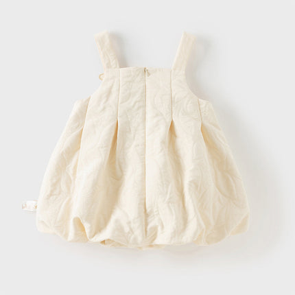 Toddler Girls Cream Yellow Sleeveless Pinafore Dress