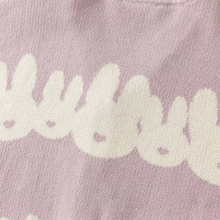 Toddler Girls Purple Cotton Rabbit Print Cardigans