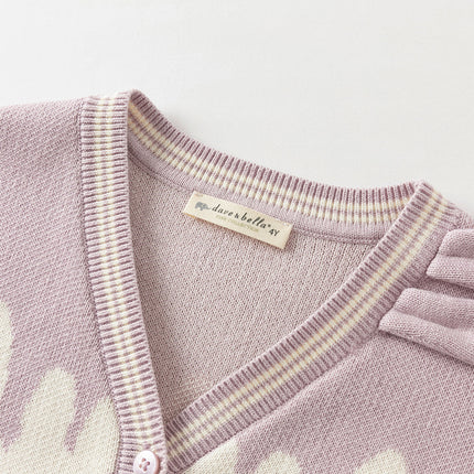 Toddler Girls Purple Cotton Rabbit Print Cardigans