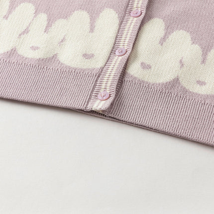 Toddler Girls Purple Cotton Rabbit Print Cardigans
