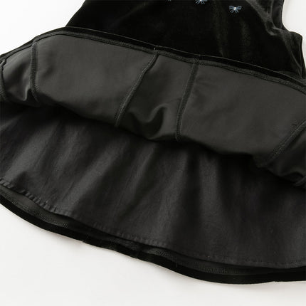 Toddler Girls Black Top Pinafore Dress Two-Piece Set