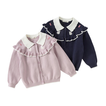 Kids Girls Cotton Sweet Casual Sweater Cardigans