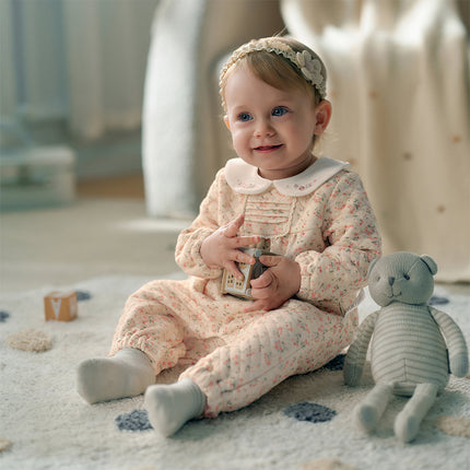 Baby Girls Orange Floral Indoor Warm One-piece Crawling Romper Suit