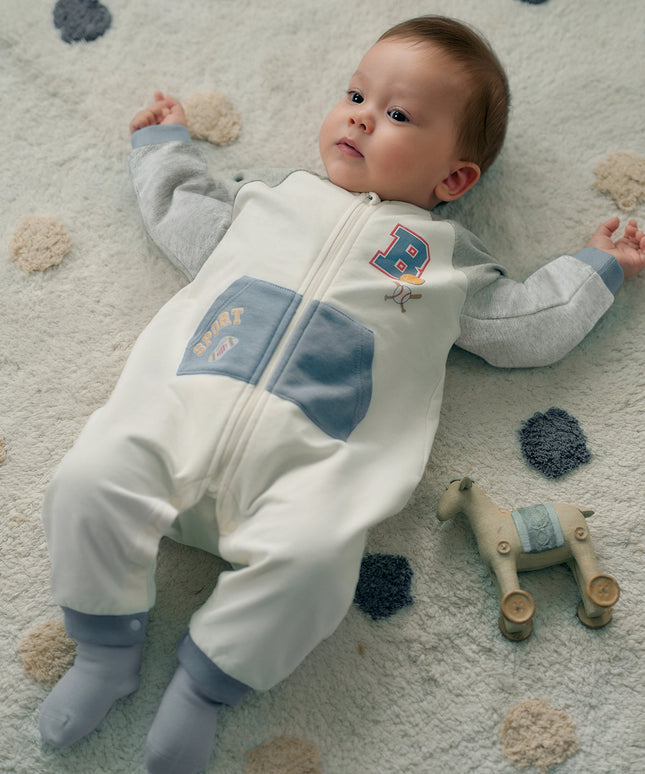 Baby Boys Beige Cotton Indoor One-Pieces Romper