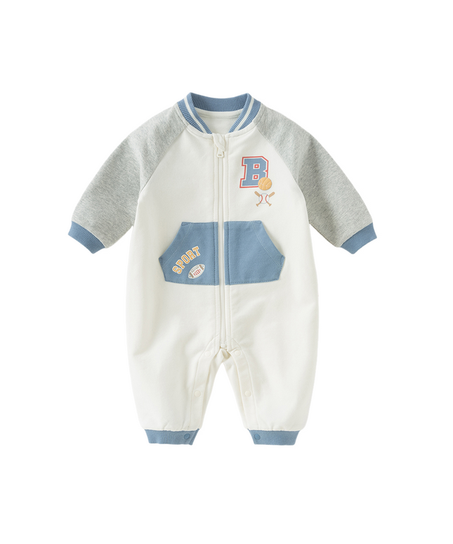 Baby Boys Beige Cotton Indoor One-Pieces Romper