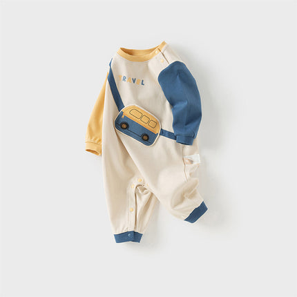 Baby Boys Beige Soft Cotton Bodysuits Romper