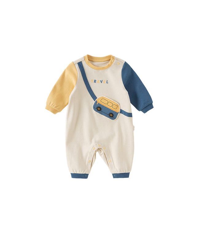 Baby Boys Beige Soft Cotton Bodysuits Romper