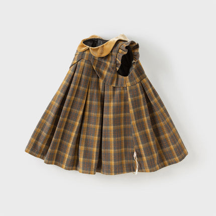 Toddler Girls Classic Yellow Green Plaid Sleeveless Party Dress