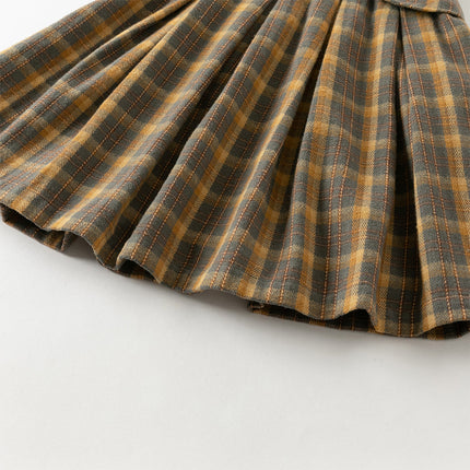 Toddler Girls Classic Yellow Green Plaid Sleeveless Party Dress