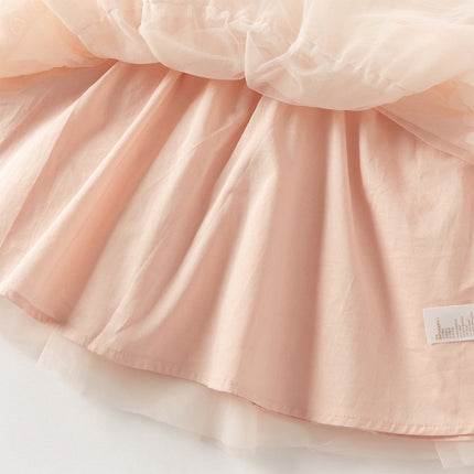 Toddler Girls Charming Pink Soft Knit Sweater Birthday Mesh A-line Dress